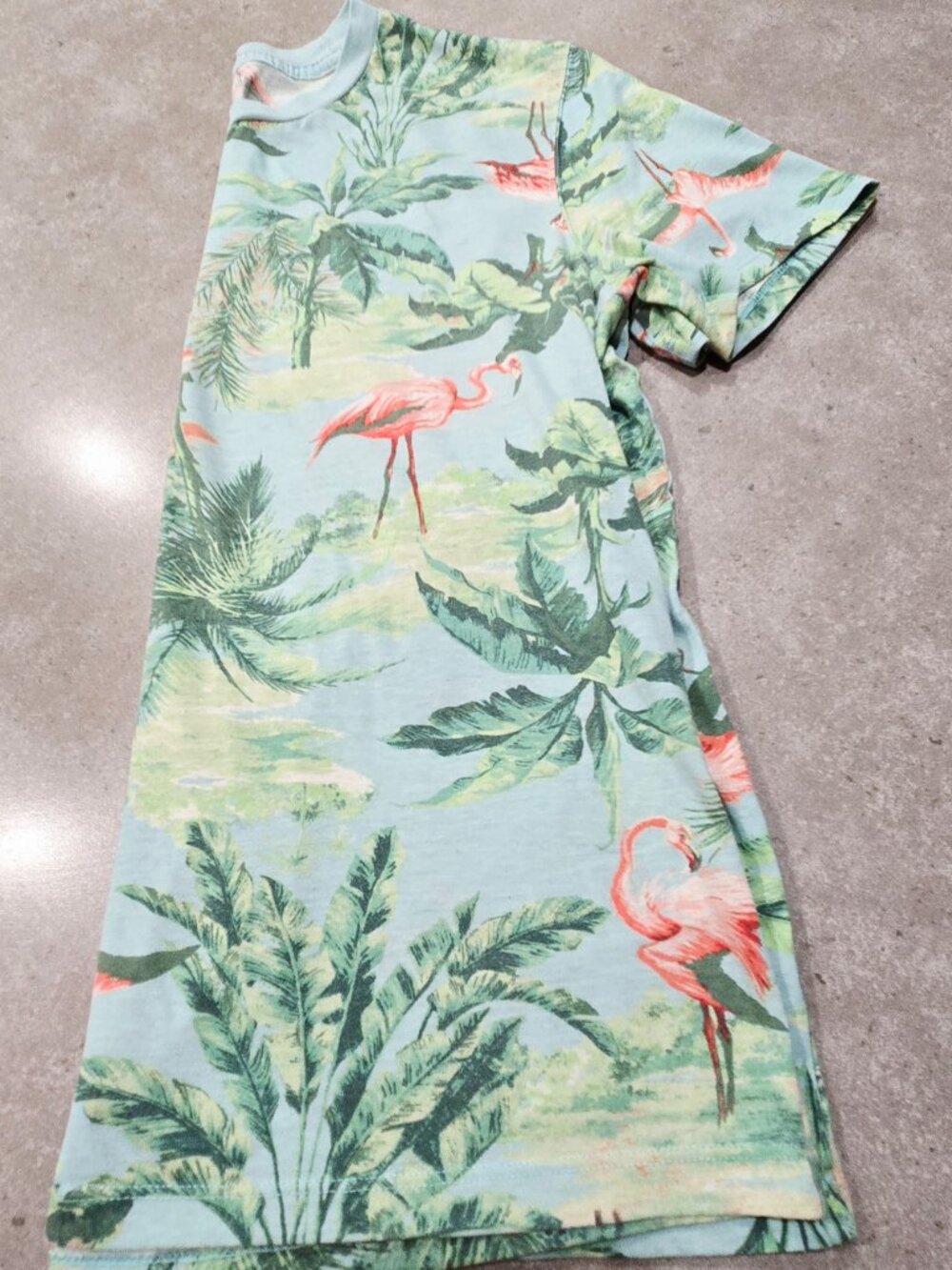 OLD NAVY Women's Tropical Print Short Sleeves Tee Shirt - Green/Pink - Medium - Picture 9 of 11